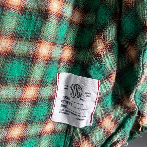 BDG Green and Brown Checkered Shirt - Picture 4 of 4